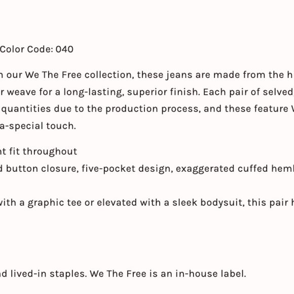 NWT $148 We The Free Slade Slim Selvedge Jean Current On Free People Sz 26 - Picture 16 of 16